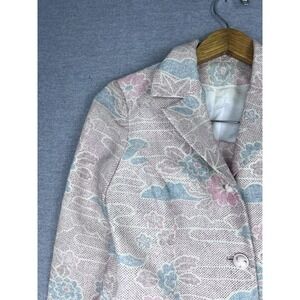 Vintage 2 Piece Skirt Suit Set Pastel‎ Floral Cloud Print Pink Blue Blazer Mini